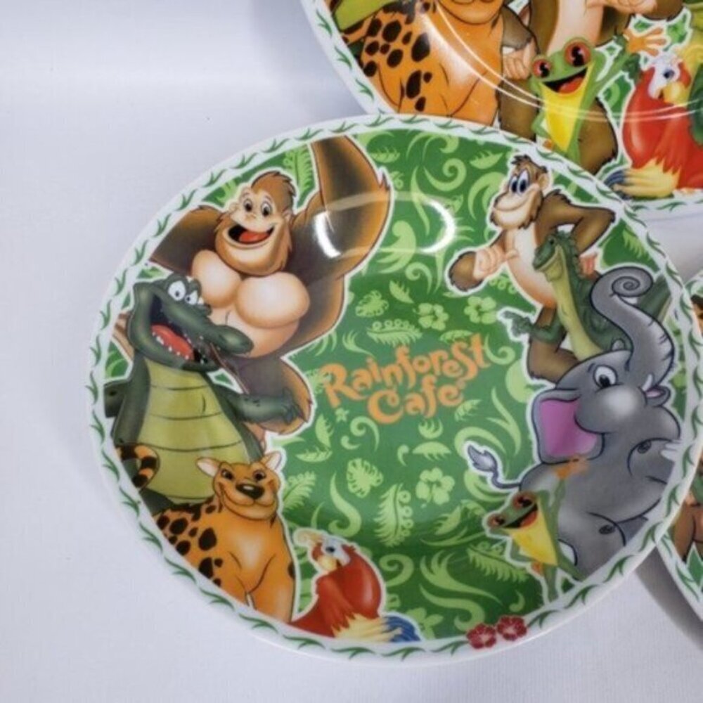 Vintage Rainforest Cafe 3 Piece Place Setting Bowl Salad Dinner Plate Br… - Picture 5 of 13